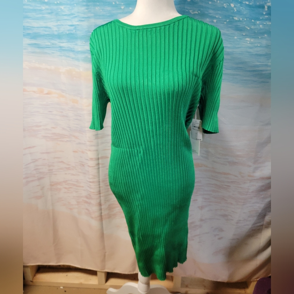 Good American NWT Green Bodycon Ribbed Back Cutout Mini Dress Size 7/8 4xl-5XL